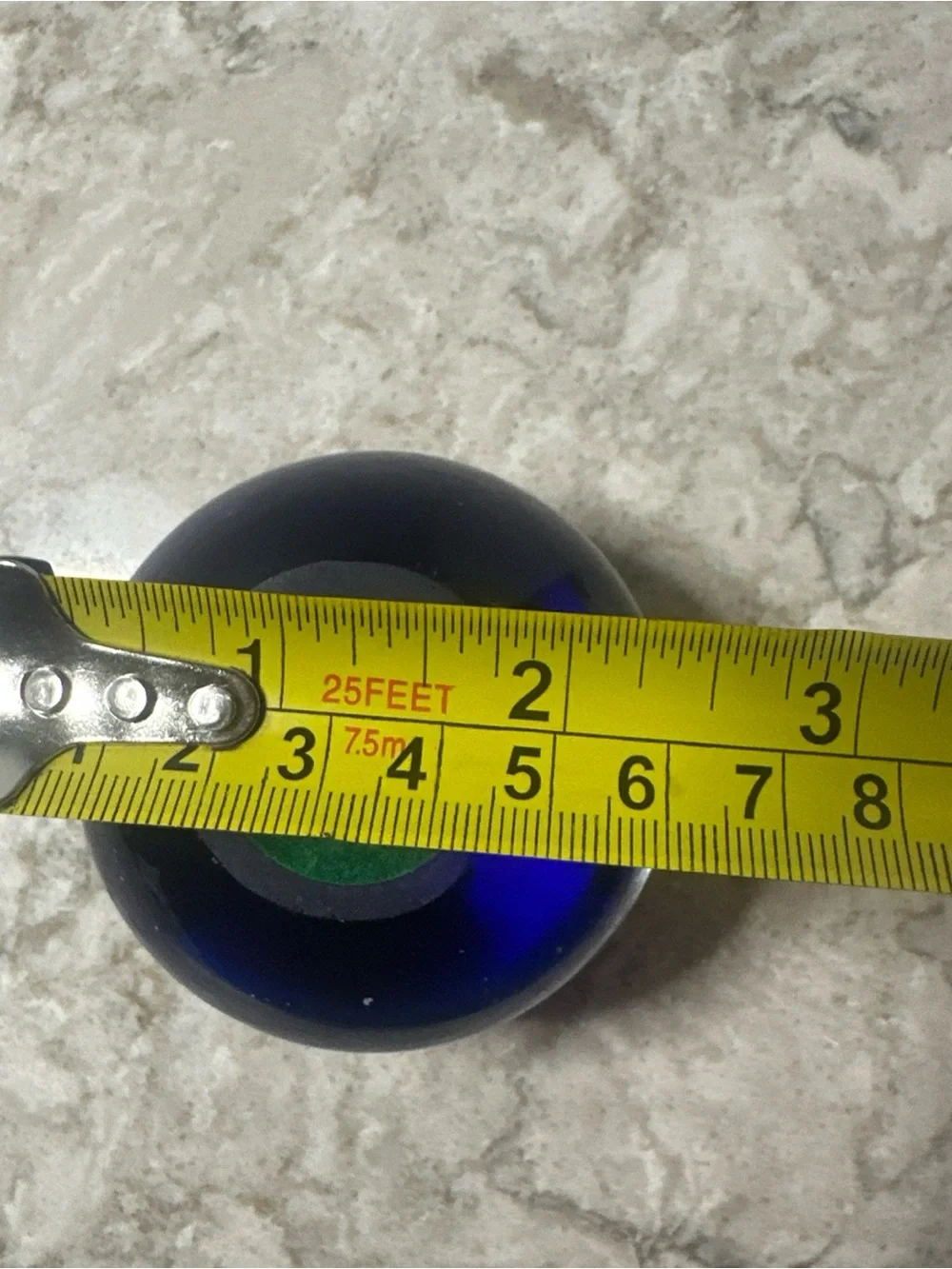 Blue Glass bubble round paperweight